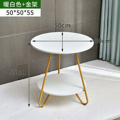 KIMLUD, Tea table modern minimalist wind small apartment living room home small table bedroom online celebrity advanced, white 48 48 50CM, KIMLUD APPAREL - Womens Clothes