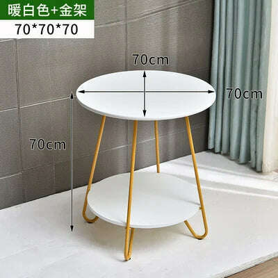 KIMLUD, Tea table modern minimalist wind small apartment living room home small table bedroom online celebrity advanced, white 70 70 70CM, KIMLUD APPAREL - Womens Clothes