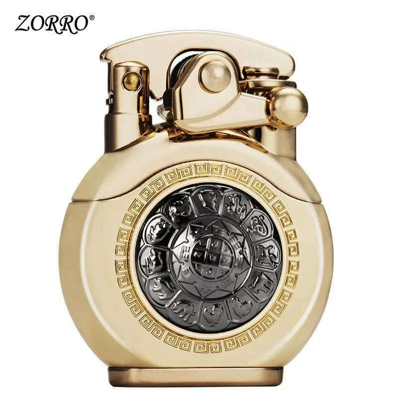 KIMLUD, The New Zorro ARMOR Kerosene Lighter. The Turntable Rocker Arm Automatically Ignites. Gasoline Lighter, golden black-Twelve, KIMLUD APPAREL - Womens Clothes