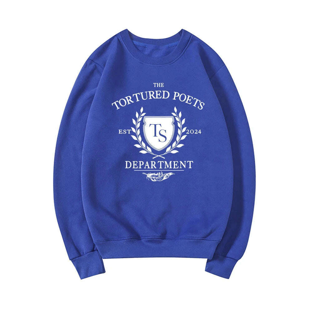 KIMLUD, The Tortured Poets Department Sweatshirt All's Fair in Love and Poetry Sweatshirt Women Hoodies New Album TTPD Merch Shirt Top, Blue / S, KIMLUD APPAREL - Womens Clothes