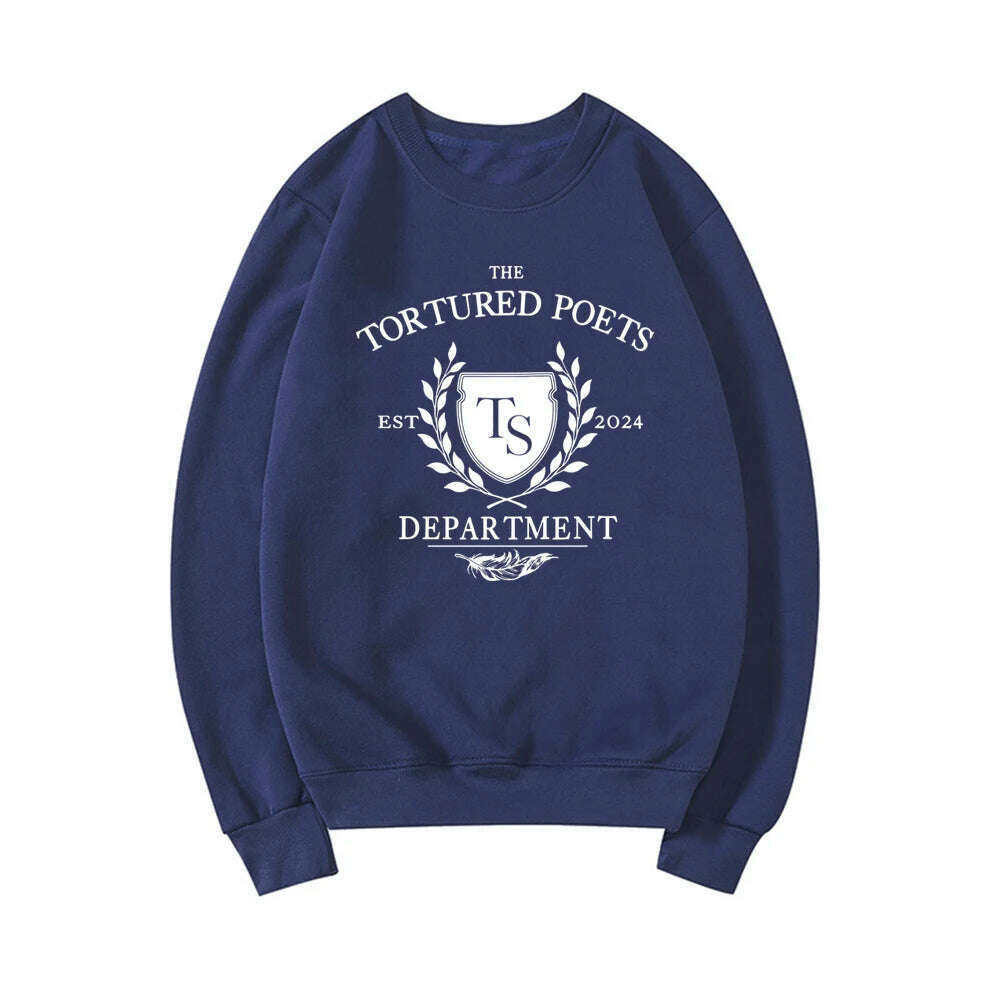 KIMLUD, The Tortured Poets Department Sweatshirt All's Fair in Love and Poetry Sweatshirt Women Hoodies New Album TTPD Merch Shirt Top, Navy Blue / L, KIMLUD APPAREL - Womens Clothes