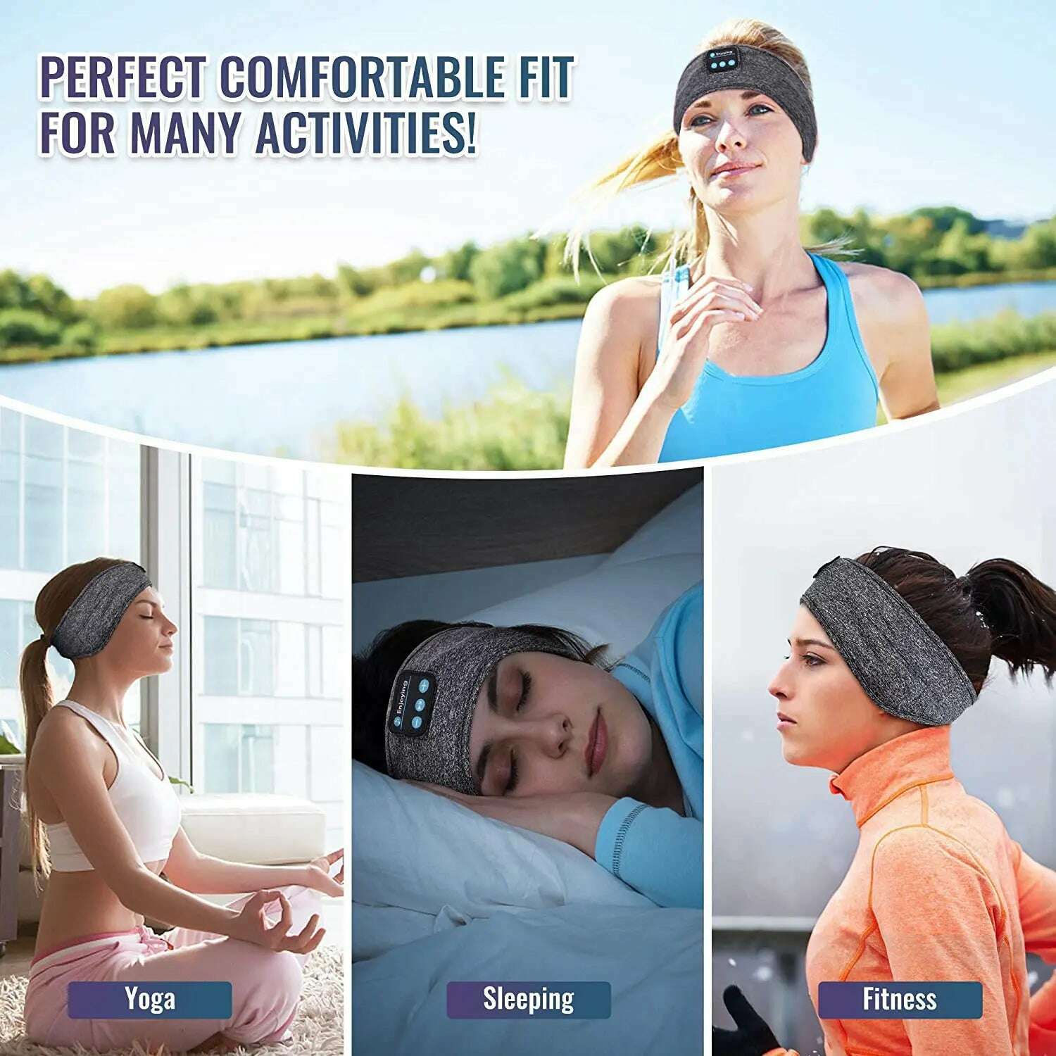 KIMLUD, Thin Summer Sleep Headphones Bluetooth Mask Wireless Sports Headband with Speakers for Workout Jogging Yoga Insomnia Travel, KIMLUD Womens Clothes