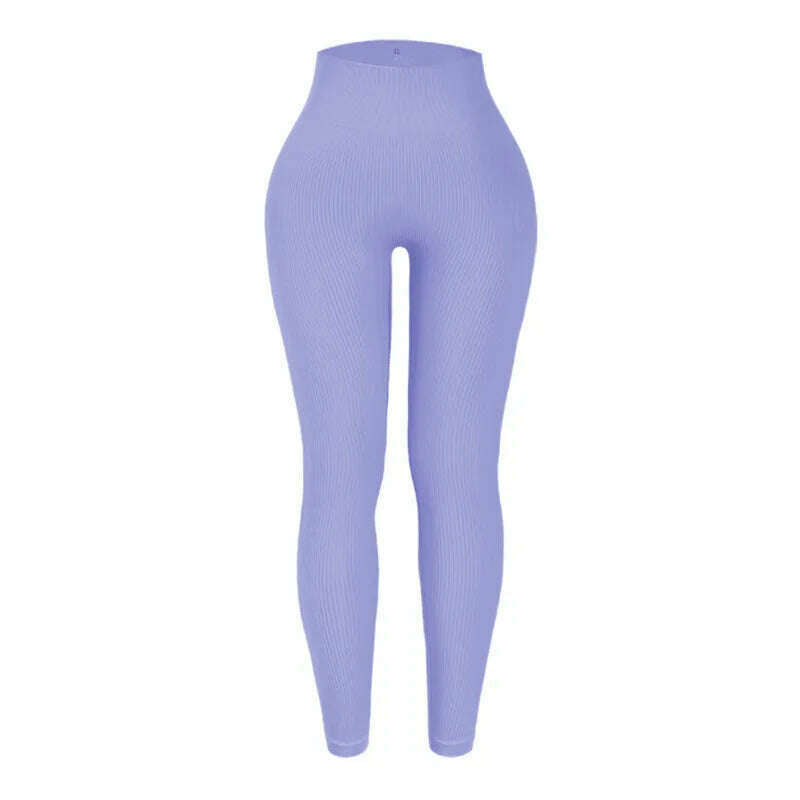 KIMLUD, Thread Solid Leggings Women Seamless Knit Yoga Pants High Waist Hip Liftting Tights Fashion Slim Workout Running Sports Leggings, purple / M, KIMLUD APPAREL - Womens Clothes