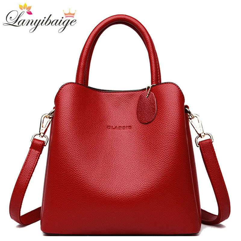 Three Layers Luxury Handbags For Women Designer High Quality Leather Crossbody Shoulder Bags Ladies Casual Tote Bag Sac A Main - KIMLUD