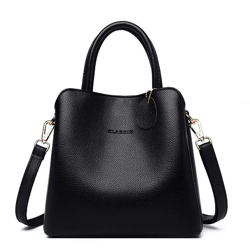 Three Layers Luxury Handbags For Women Designer High Quality Leather Crossbody Shoulder Bags Ladies Casual Tote Bag Sac A Main - KIMLUD