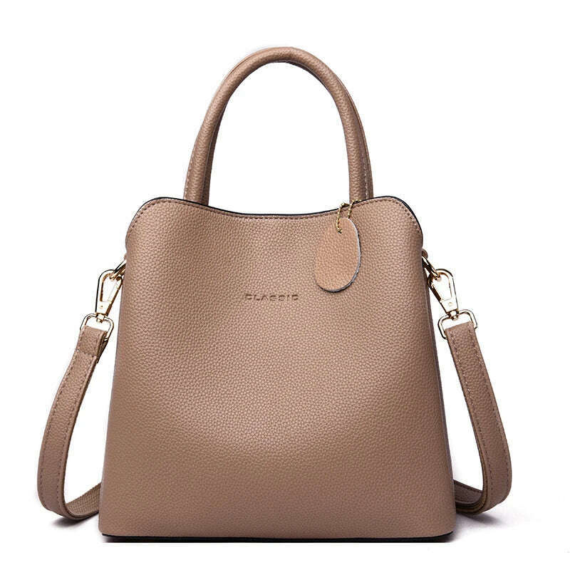 KIMLUD, Three Layers Luxury Handbags For Women Designer High Quality  Leather Crossbody Shoulder Bags Ladies Casual Tote Bag Sac A Main, Khaki / 25cm x 12cm x 23cm, KIMLUD APPAREL - Womens Clothes