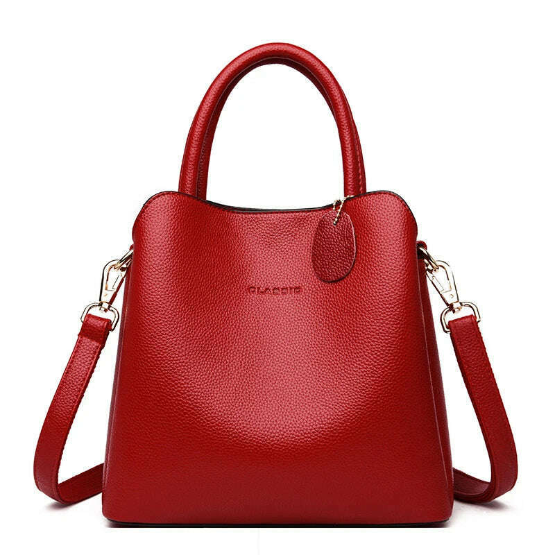 KIMLUD, Three Layers Luxury Handbags For Women Designer High Quality  Leather Crossbody Shoulder Bags Ladies Casual Tote Bag Sac A Main, Red / 25cm x 12cm x 23cm, KIMLUD APPAREL - Womens Clothes