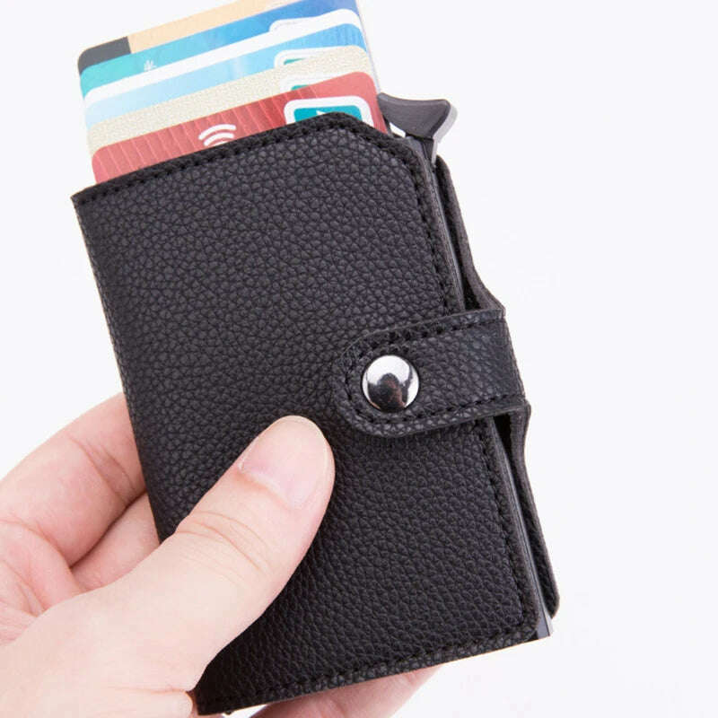 KIMLUD, Top Quality Wallets Men Money Bag Automatic Pop-up Metal Aluminum Shell Money Minimalist Credit Card Holder RFID Blocking, KIMLUD Womens Clothes