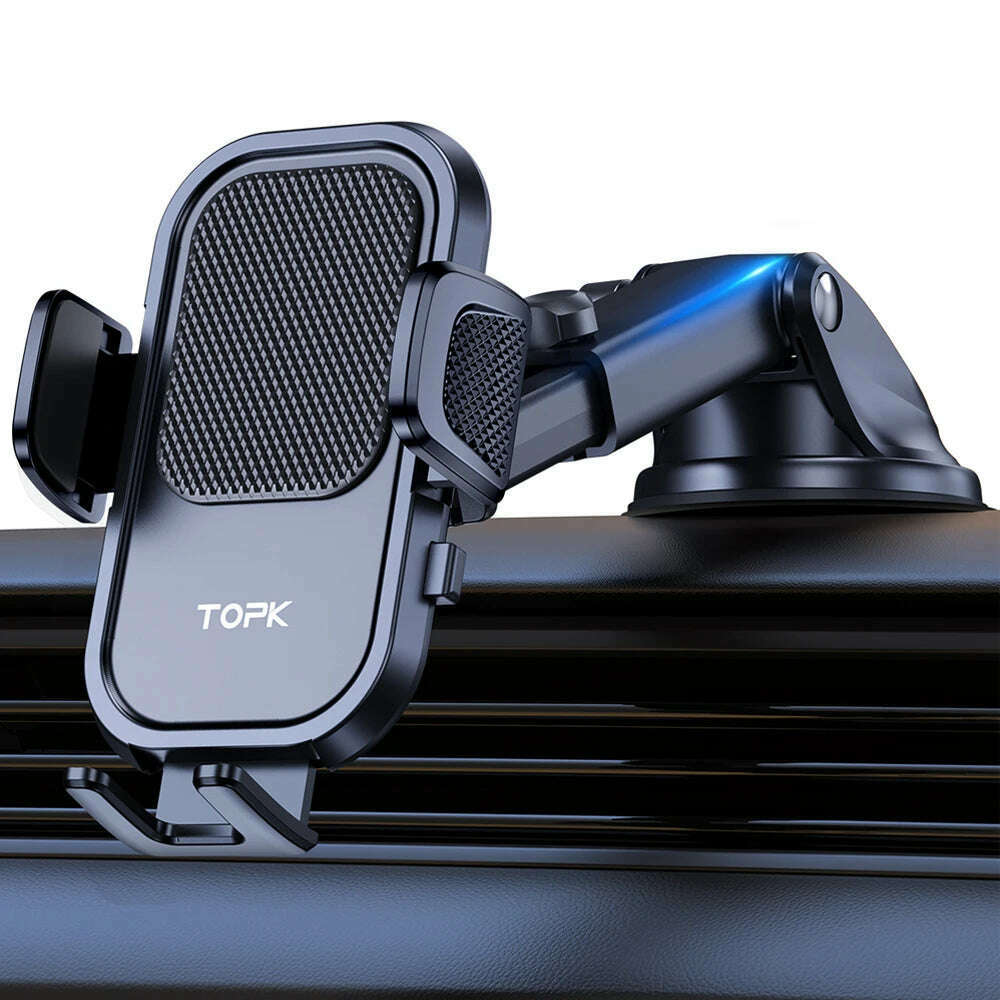 TOPK Car Phone Holder for Dashboard & Windscreen for Universal Cars 360° Rotatable Mobile Phone Holder for All Mobile Phones - KIMLUD