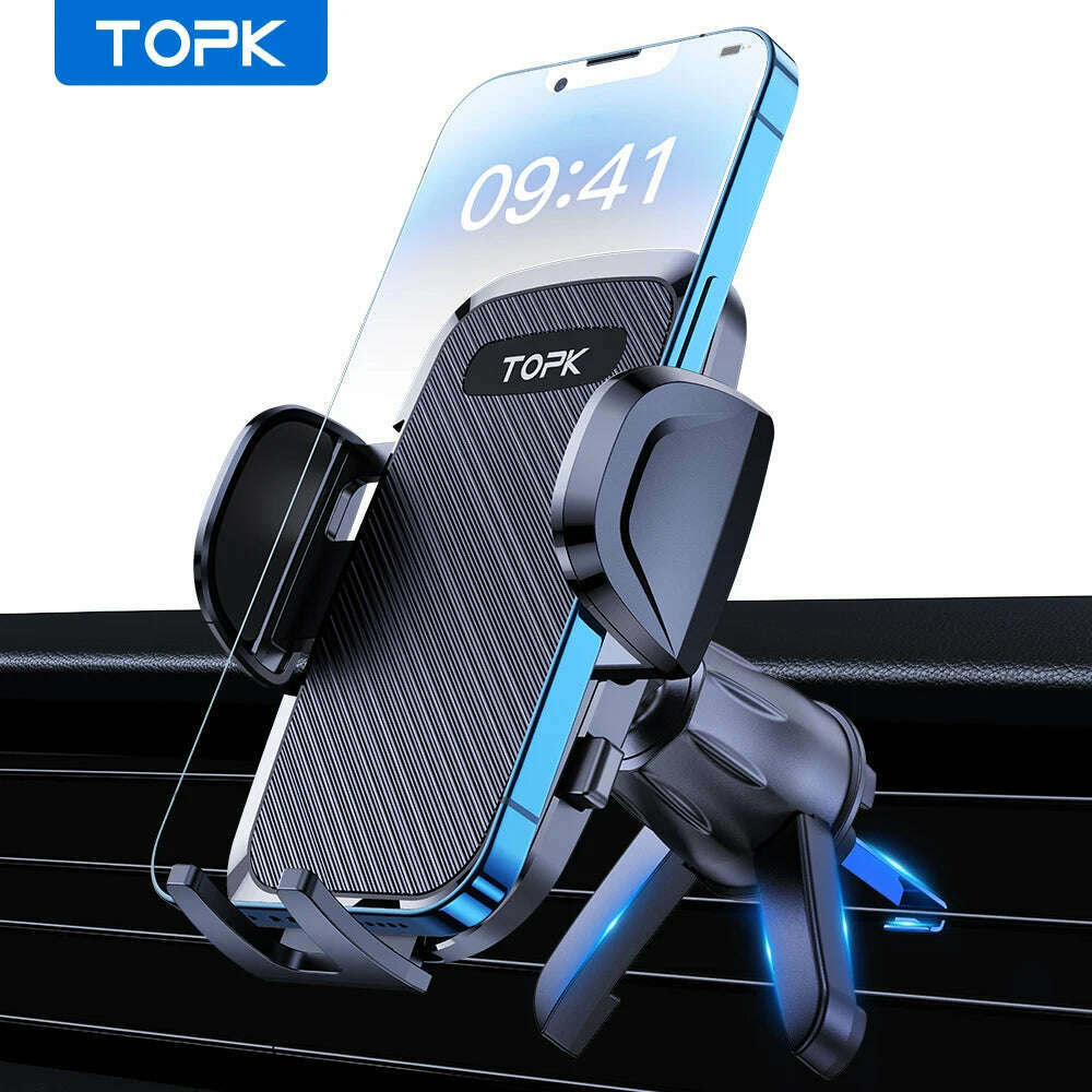 TOPK Universal Car Bracket Gravity Auto Phone Holder Car Air Vent Clip Mount Mobile Phone Holder Cell Phone Stand For All Phones - KIMLUD