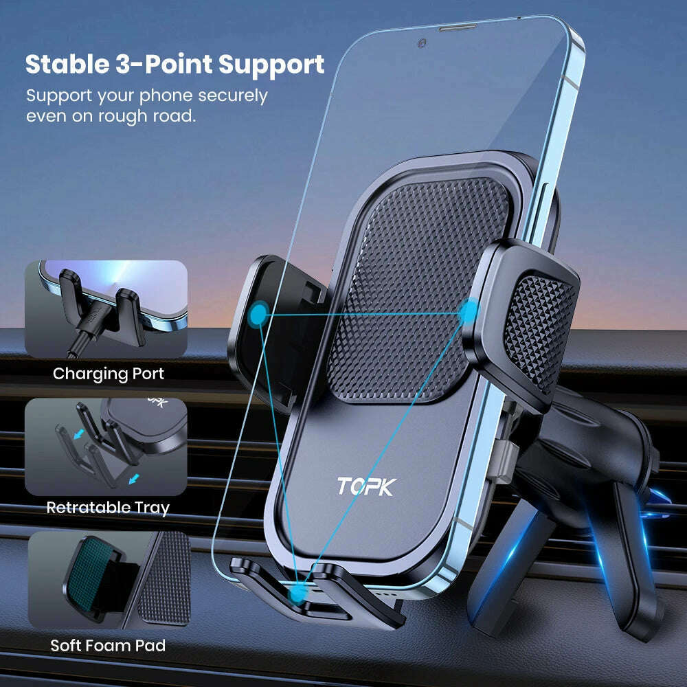 TOPK Universal Car Phone Holder Gravity Car Holder For Phone In Car Air Vent Clip Mount Smartphone Holder - KIMLUD