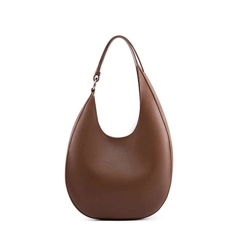 KIMLUD, Toptrends Genuine Leather Half Moon Underarm Shoulder Bags For Women Luxury Designer Large Capacity Crossbody Ladies Handbags, Coffee, KIMLUD APPAREL - Womens Clothes