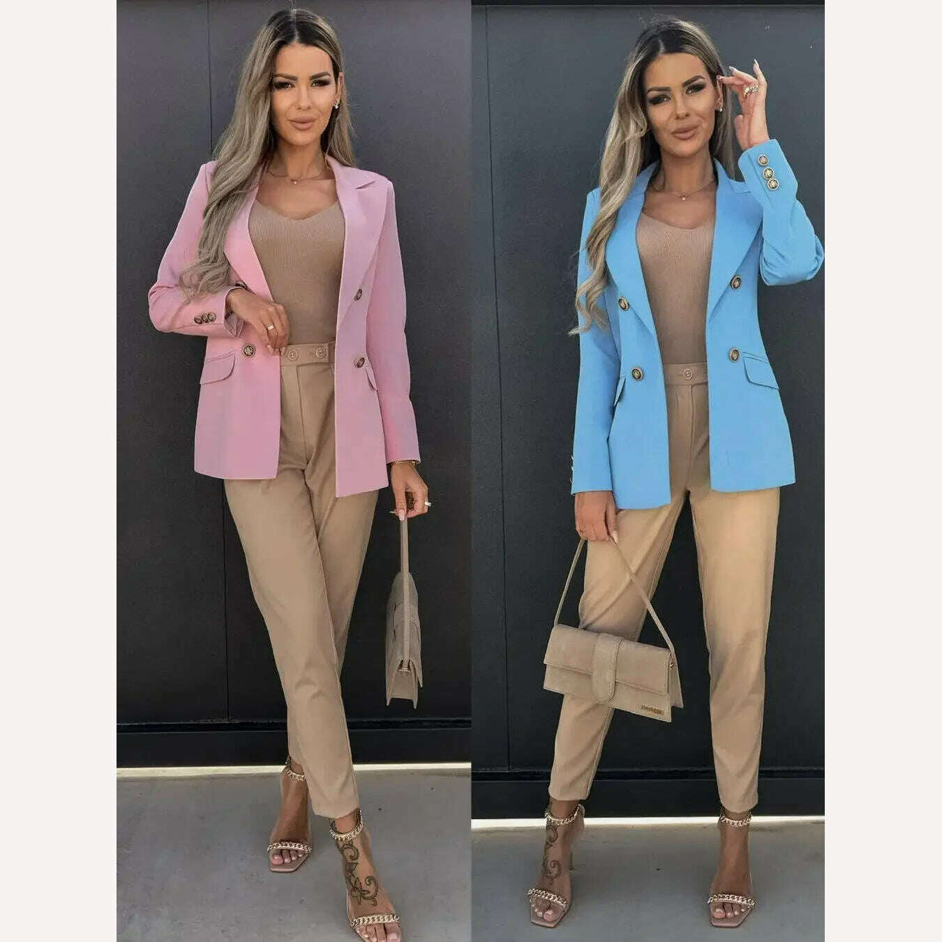 KIMLUD, Traf Woman Clothing Suit Jacket Cardigan Ladies Female Coat Solid Pockets Tops Lapel Blazer Spring Autumn Elegant Thin Topcoat, KIMLUD Womens Clothes