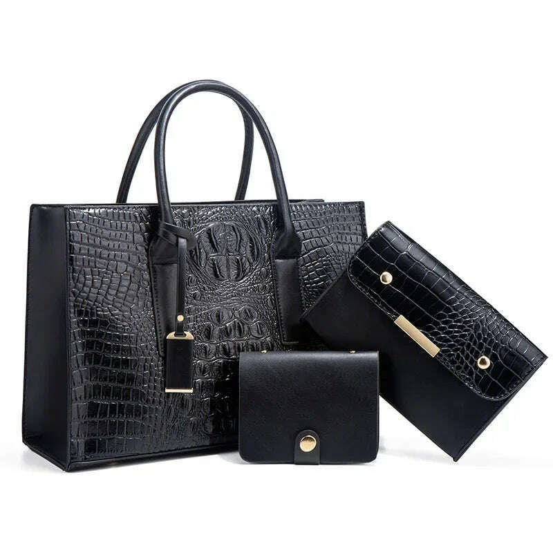 TRAVEASY 2024 New Crocodile Pattern Handbag Women PU Leather Vintage Style Shoulder Bag Large Capacity Laides Hand Bags - KIMLUD