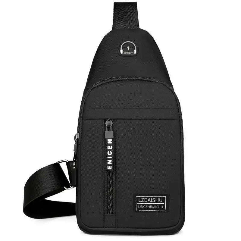 KIMLUD, Travel Men's Handbags USB Chest Bag Designer Messenger Crossbody Bags Water-Proof Shoulder Bag Diagonal Package Sports Back Pack, Black - C, KIMLUD APPAREL - Womens Clothes