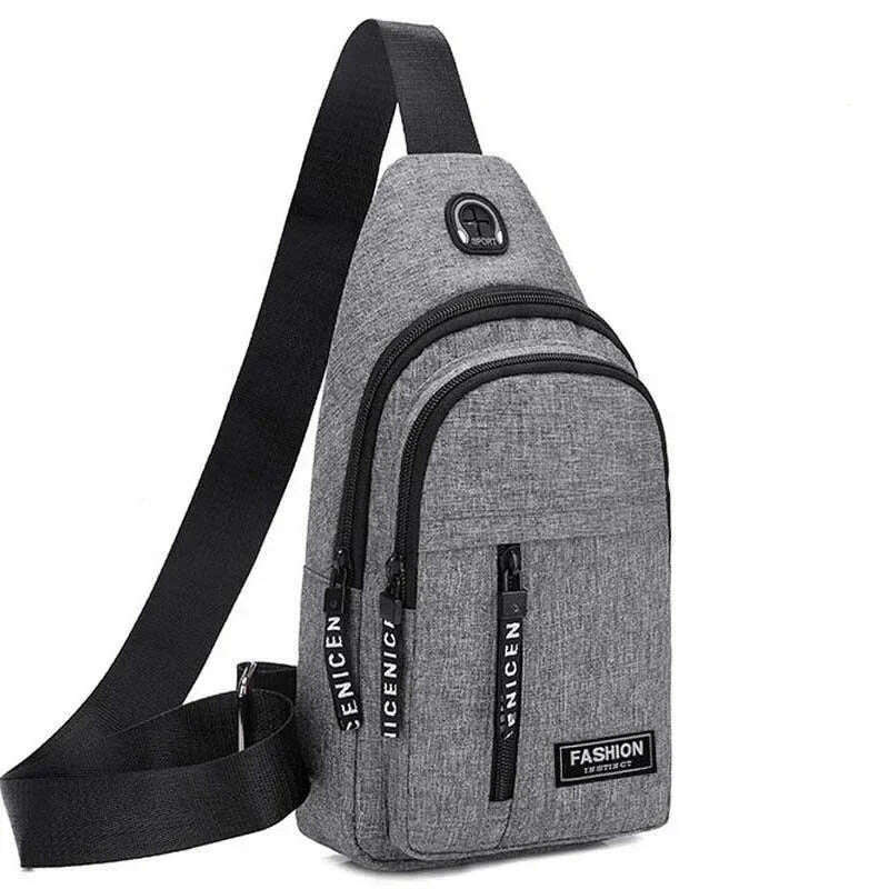 KIMLUD, Travel Men's Handbags USB Chest Bag Designer Messenger Crossbody Bags Water-Proof Shoulder Bag Diagonal Package Sports Back Pack, Gray - B, KIMLUD APPAREL - Womens Clothes