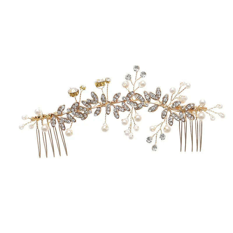 KIMLUD, Trend Hair Comb Bridal Tiaras Rhinestone Pearl Alloy Hairband Hairpin Wedding Hair Ornament Girls Daily Headwear Head Jewelry, KIMLUD Womens Clothes