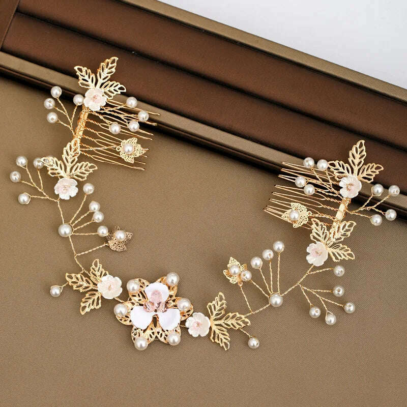 KIMLUD, Trend Hair Comb Bridal Tiaras Rhinestone Pearl Alloy Hairband Hairpin Wedding Hair Ornament Girls Daily Headwear Head Jewelry, KIMLUD Womens Clothes