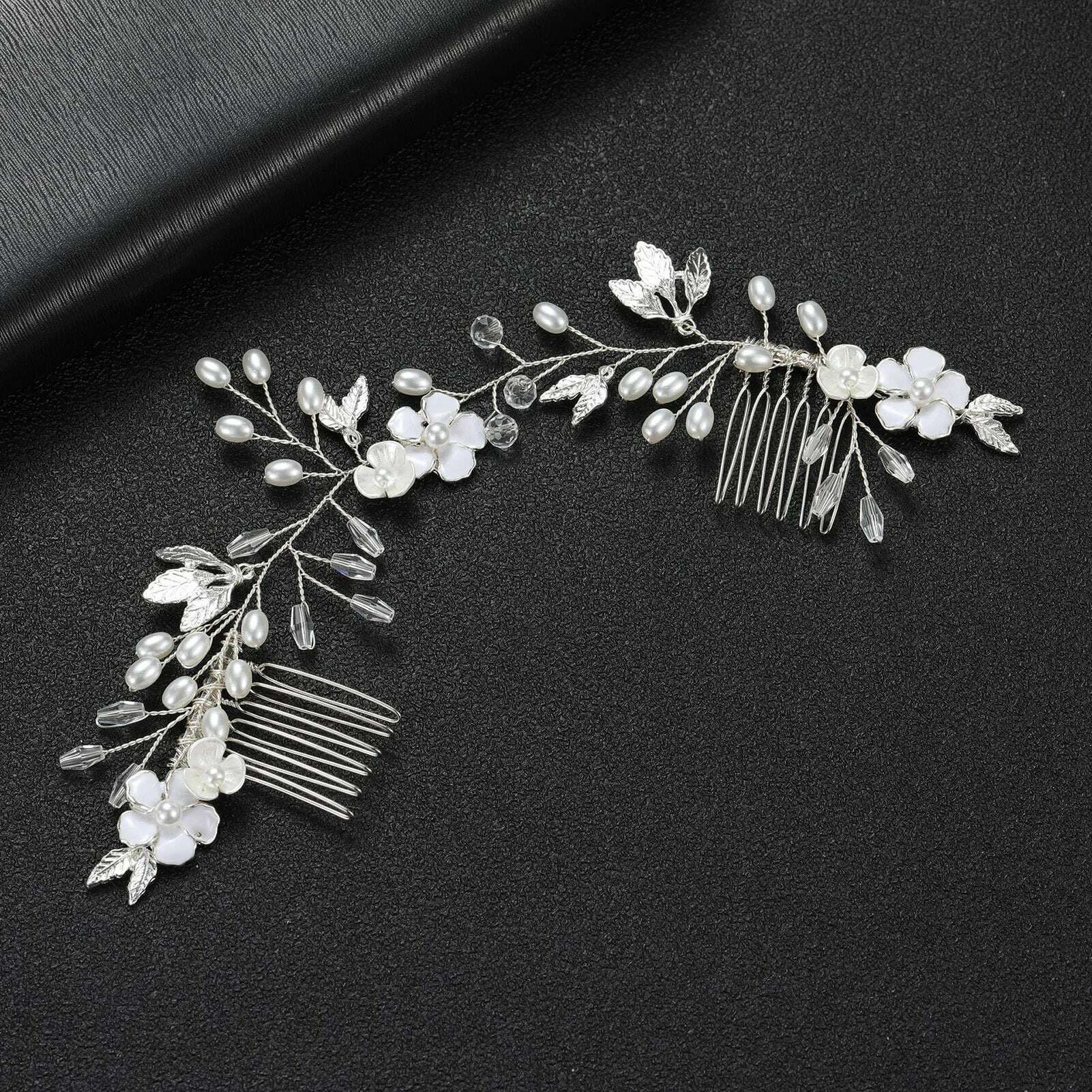 KIMLUD, Trend Hair Comb Bridal Tiaras Rhinestone Pearl Alloy Hairband Hairpin Wedding Hair Ornament Girls Daily Headwear Head Jewelry, KIMLUD Womens Clothes