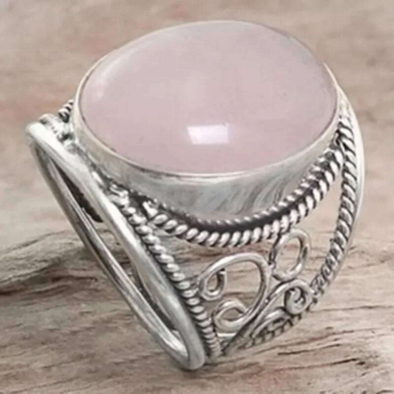 KIMLUD, Trendy New Design Electroplated Openwork Moonstone Ring Fashion Punk Street Style For Women Girls Party Jewelry s, AJZ3591XS / 10, KIMLUD APPAREL - Womens Clothes