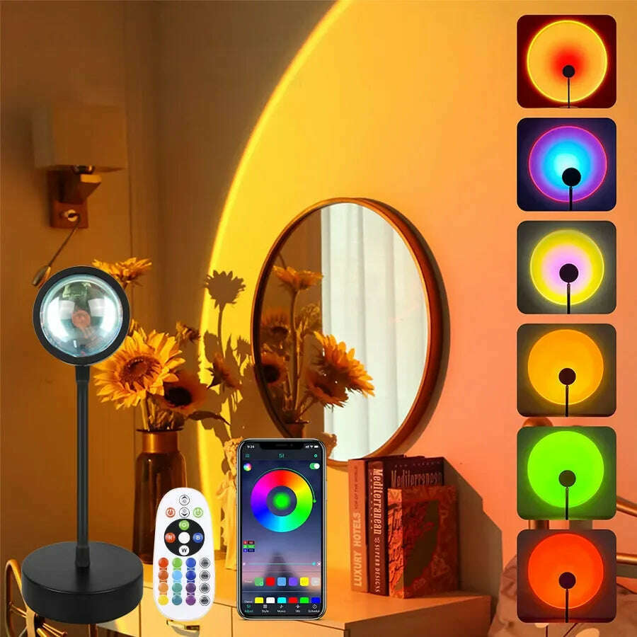 KIMLUD, Tuya Smart Projector Night Lights Sunset RGB Atmosphere Night Lamp With Remote Controller For Gift Home Party Decoration, KIMLUD Womens Clothes