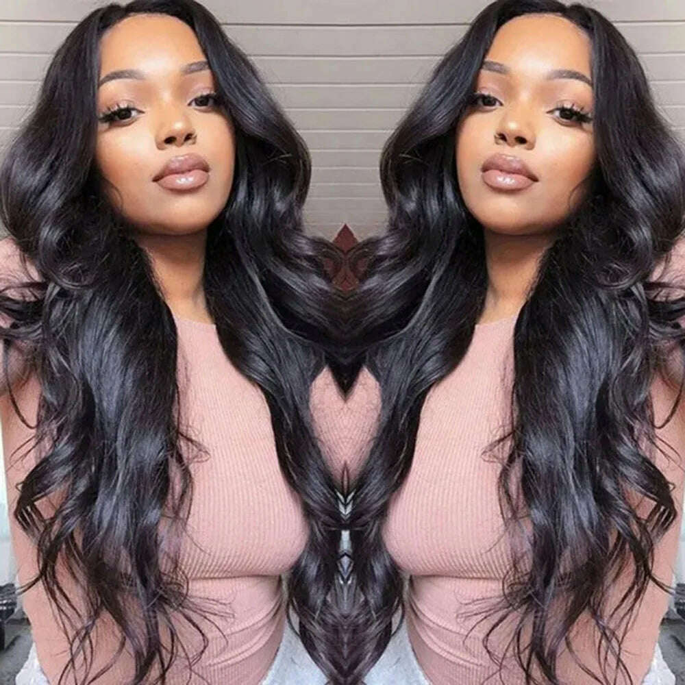 U V Part Wig Human Hair Body Wave Human Hair Wigs No Leave Out No Glue Brazilian Remy U Part Human Hair Wave Wigs for Women - KIMLUD