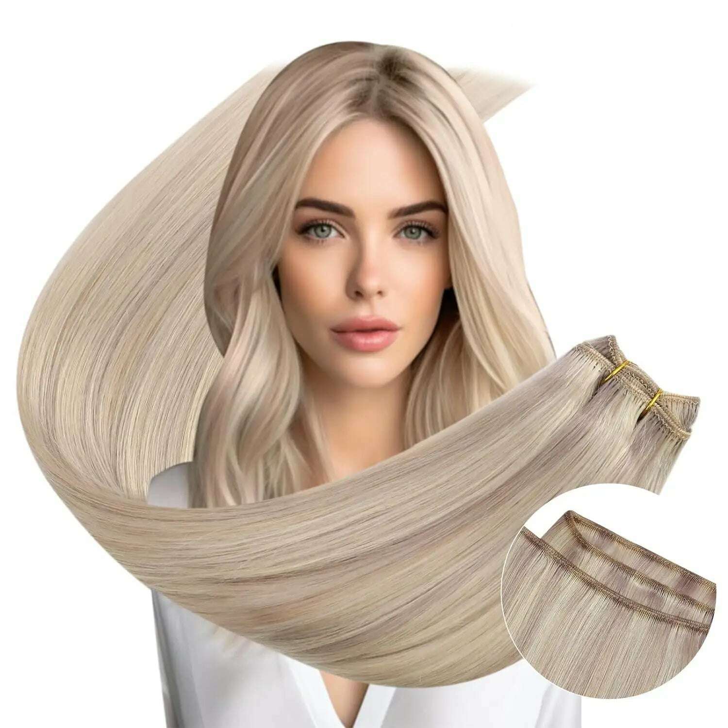 KIMLUD, Ugeat Sew in Hair Extensions Human Hair Soft Natural Light Color Hair Bundles for Women Hair Weaves 100G Remy Human Hair, P18-613 / >=45% / 14 inches 80G | 6 Months+, KIMLUD APPAREL - Womens Clothes