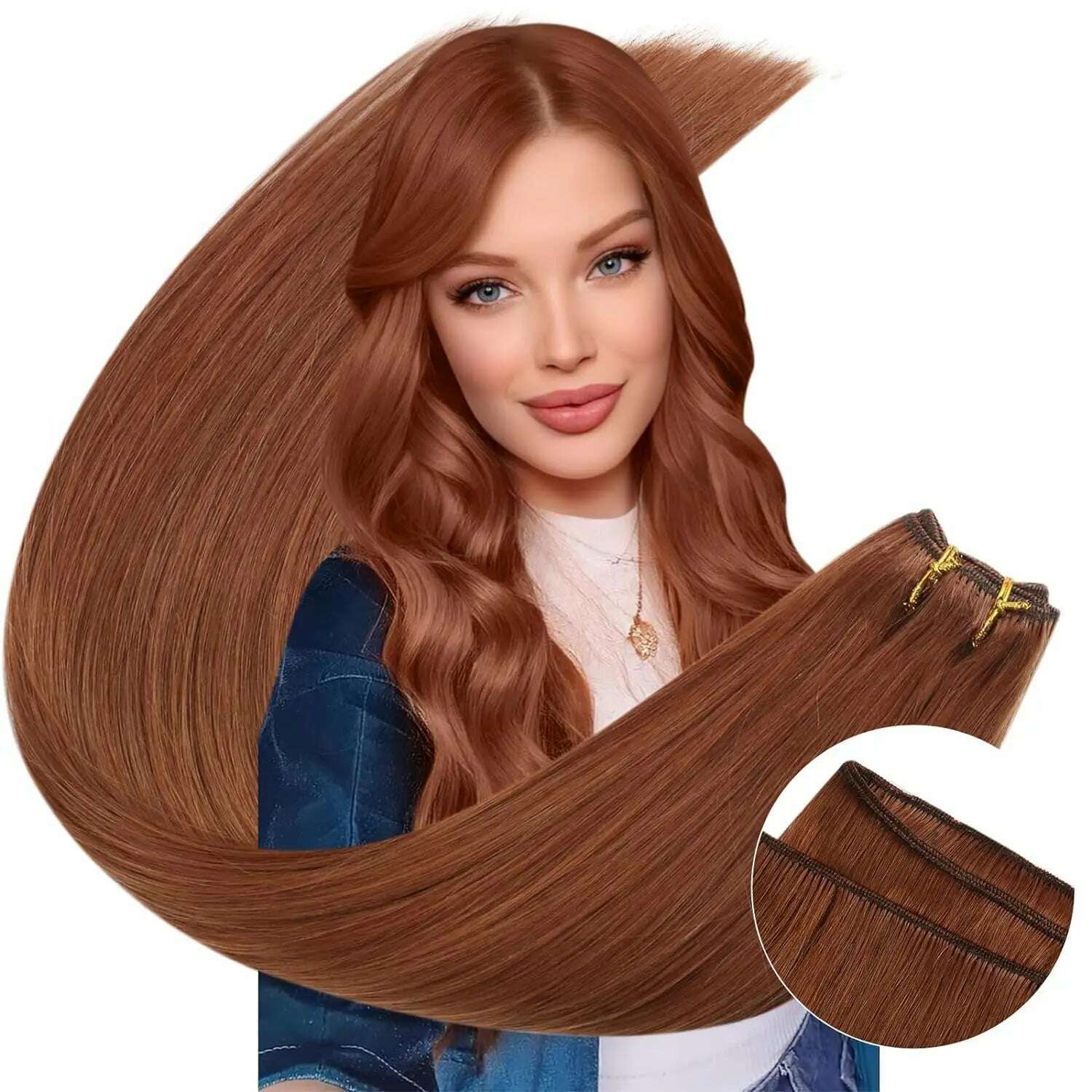 Ugeat Sew in Hair Extensions Human Hair Soft Natural Light Color Hair Bundles for Women Hair Weaves 100G Remy Human Hair - KIMLUD