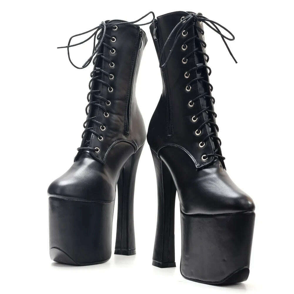 KIMLUD, Unisex 7 1/2" EXTREME Fetish Platform High Heel Custom Calf/Ankle shoes lace up Ankle boots cleated platforms high heel Boots, KIMLUD Womens Clothes