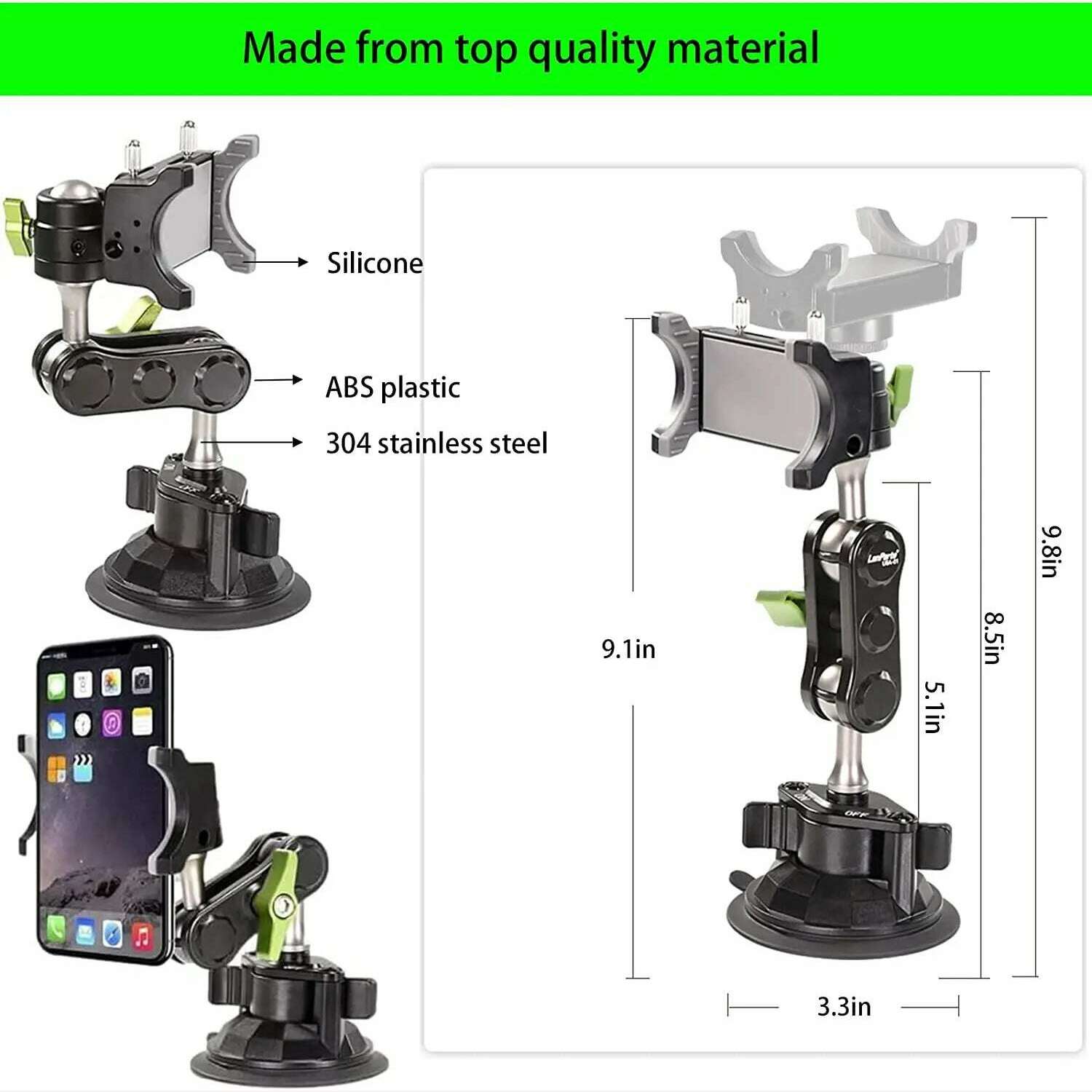 Universal Ball Head Arm for Phone - 360° Rotating Universal Car Phone Mount - Suction Cup Phone Holder for Car - Universal Ball - KIMLUD