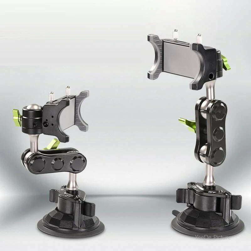 Universal Metal Phone Clamp Holder in Car Ball Head Bracket Suction Cup Mount 360 Rotate Stand for iPhone Samsung Xiaomi Clip - KIMLUD