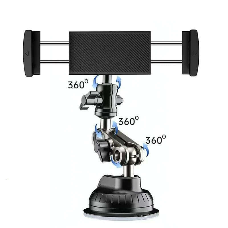 Universal Metal Tablet Phone Holder in Car Ball Head Bracket Suction Cup Mount 360 Rotation Stand for iPad 12.9" Samsung Xiaomi - KIMLUD