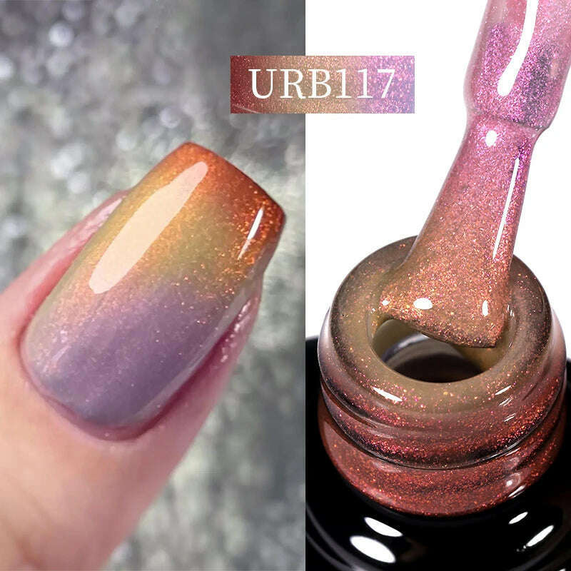 UR SUGAR 7ml Thermal Auroras Glitter Gel Nail Polish Winter Temperature 3 Colors Changing Soak Off UV LED Manicure Nails Gel - KIMLUD