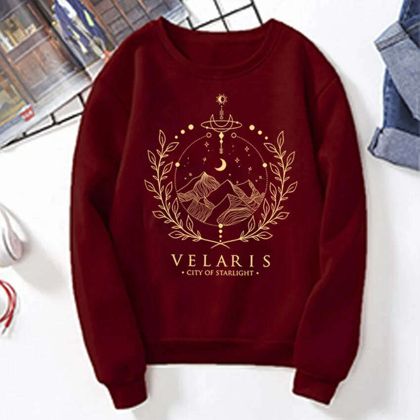 KIMLUD, Velaris Sweatshirt A Court of Thorns and Roses Sarah J Maas Hoodie Night Court Sweater Velaris City of Starlight SJM Sweatshirts, KIMLUD Womens Clothes