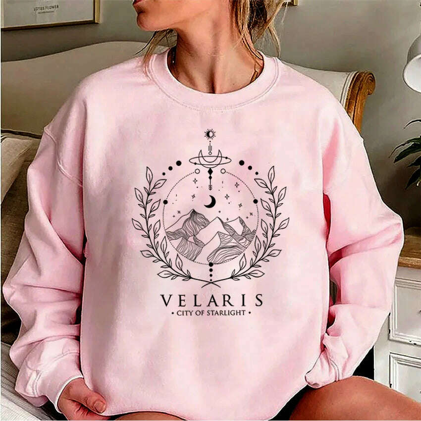 KIMLUD, Velaris Sweatshirt A Court of Thorns and Roses Sarah J Maas Hoodie Night Court Sweater Velaris City of Starlight SJM Sweatshirts, Pink / L, KIMLUD APPAREL - Womens Clothes