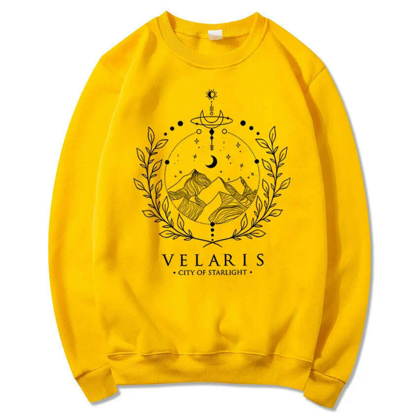 KIMLUD, Velaris Sweatshirt A Court of Thorns and Roses Sarah J Maas Hoodie Night Court Sweater Velaris City of Starlight SJM Sweatshirts, Yellow / S, KIMLUD APPAREL - Womens Clothes