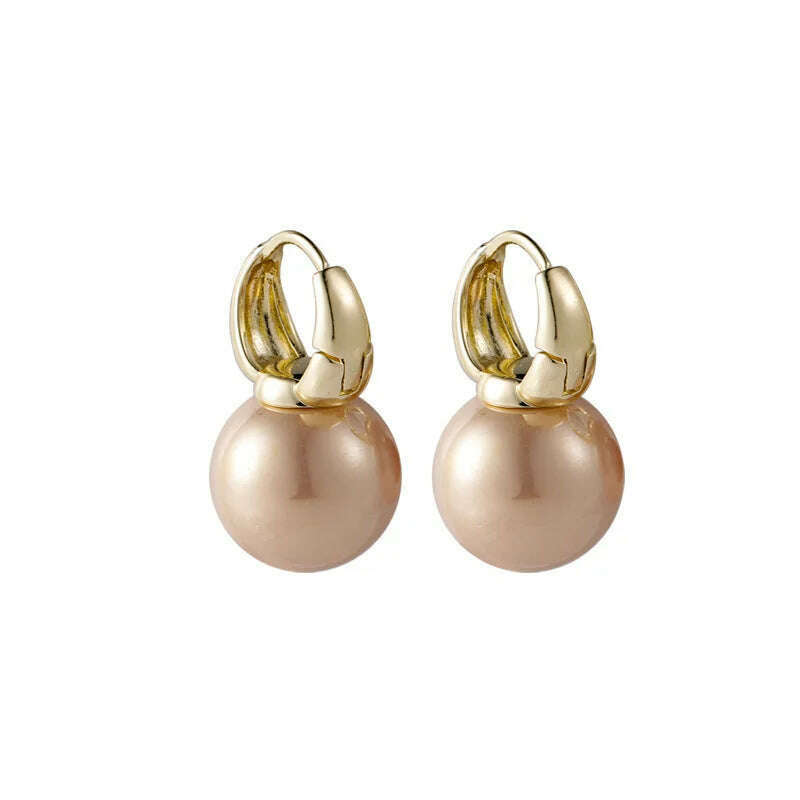 KIMLUD, VENTFILLE 2023 New Cute Pearl Studs Hoop Earrings for Women Gold Color Eardrop Minimalist Hoops Wedding Fashion Jewelry Dropship, KIMLUD Womens Clothes