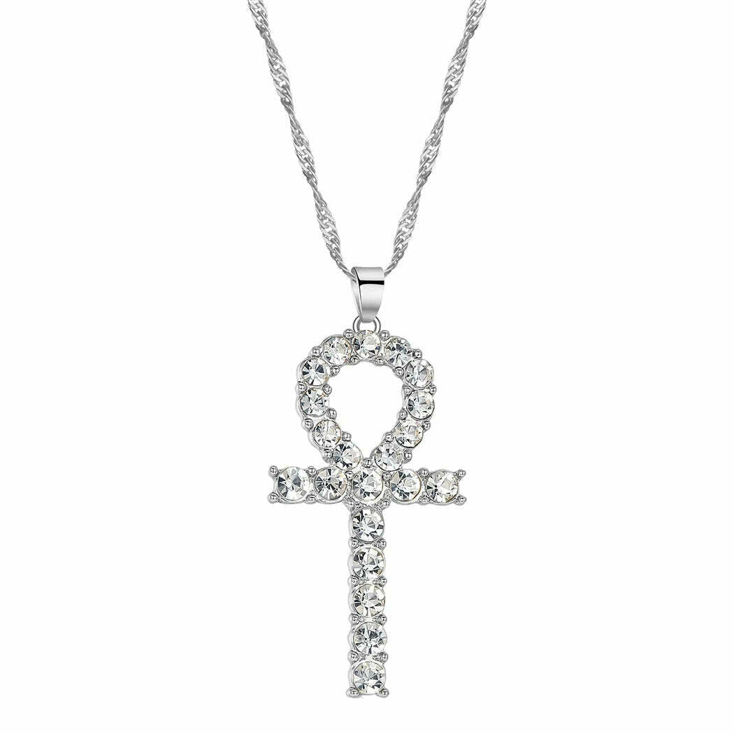 KIMLUD, Viking Crystal EYE Cross Ankh Necklace For Women Men Amulet Religion Punk Vintage Jewelry Evil Eye Golden Chains Necklaces, as picture 3, KIMLUD APPAREL - Womens Clothes