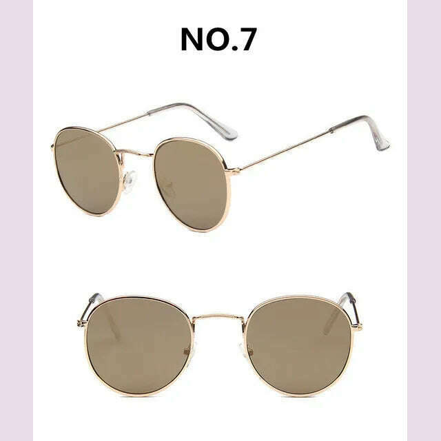 KIMLUD, Vintage Alloy Women Sunglasses Luxury Brand Designer Classic Small Frame Driving Mirror Eyewear Oculos De Sol Masculino, C7, KIMLUD APPAREL - Womens Clothes