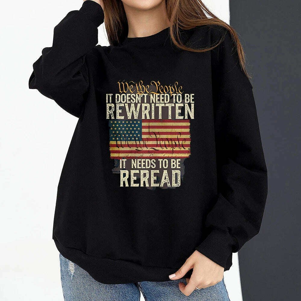 KIMLUD, Vintage American Flag I Identify As A Pissed Off American Women Sweatshirt Fashion Long Sleeve O-neck Pullover Tops hoodies, 10414 / M, KIMLUD APPAREL - Womens Clothes