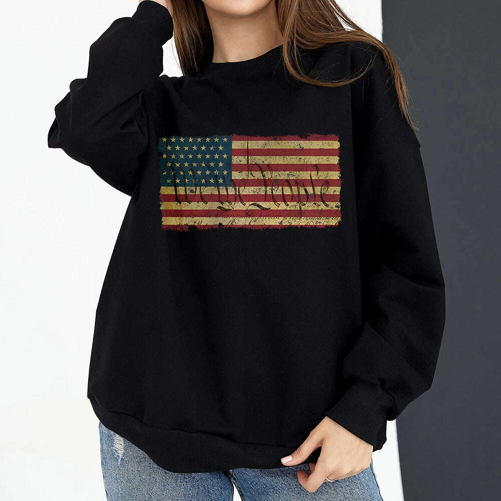 KIMLUD, Vintage American Flag I Identify As A Pissed Off American Women Sweatshirt Fashion Long Sleeve O-neck Pullover Tops hoodies, 10418 / XXXL, KIMLUD APPAREL - Womens Clothes