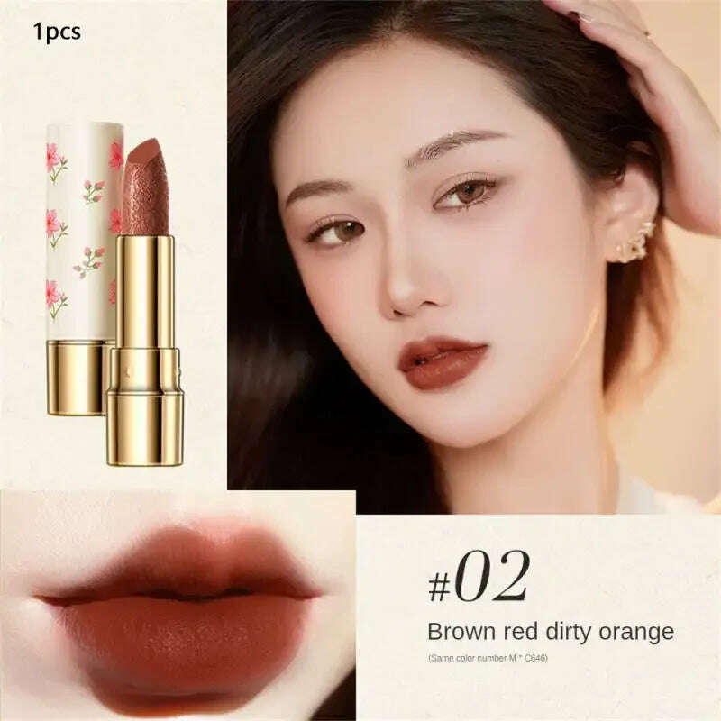 KIMLUD, Vintage Relief Matte Lipstick Long-lasting Non Stick Cup Nude Lip Beauty Makeup Smooth Waterproof Lipstick Gift  Lipstick, 02, KIMLUD APPAREL - Womens Clothes