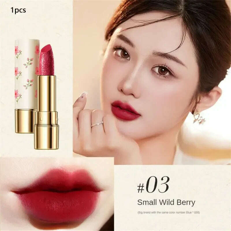 KIMLUD, Vintage Relief Matte Lipstick Long-lasting Non Stick Cup Nude Lip Beauty Makeup Smooth Waterproof Lipstick Gift  Lipstick, KIMLUD Womens Clothes