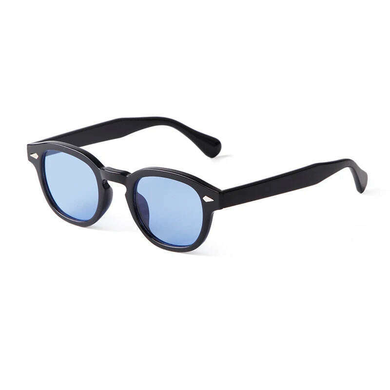 KIMLUD, Vintage Tortoise Shell Round Sunglasses Women Men 2024 Brand Design Retro Rivet Yellow Blue Lens Square Sun Glasses Female UV400, KIMLUD Womens Clothes