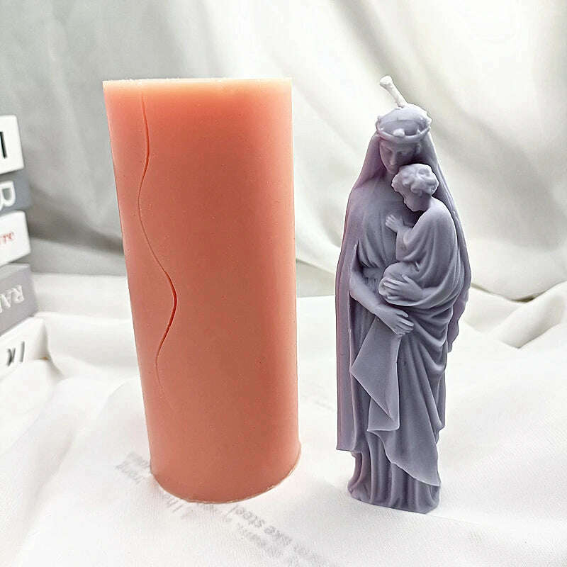 KIMLUD, Virgin Mary And Baby Jesus Silicone Candle Molds Holy Family Mould For Party Festival Birthday Handmade Gifts  Present Wax Tools, KIMLUD Womens Clothes