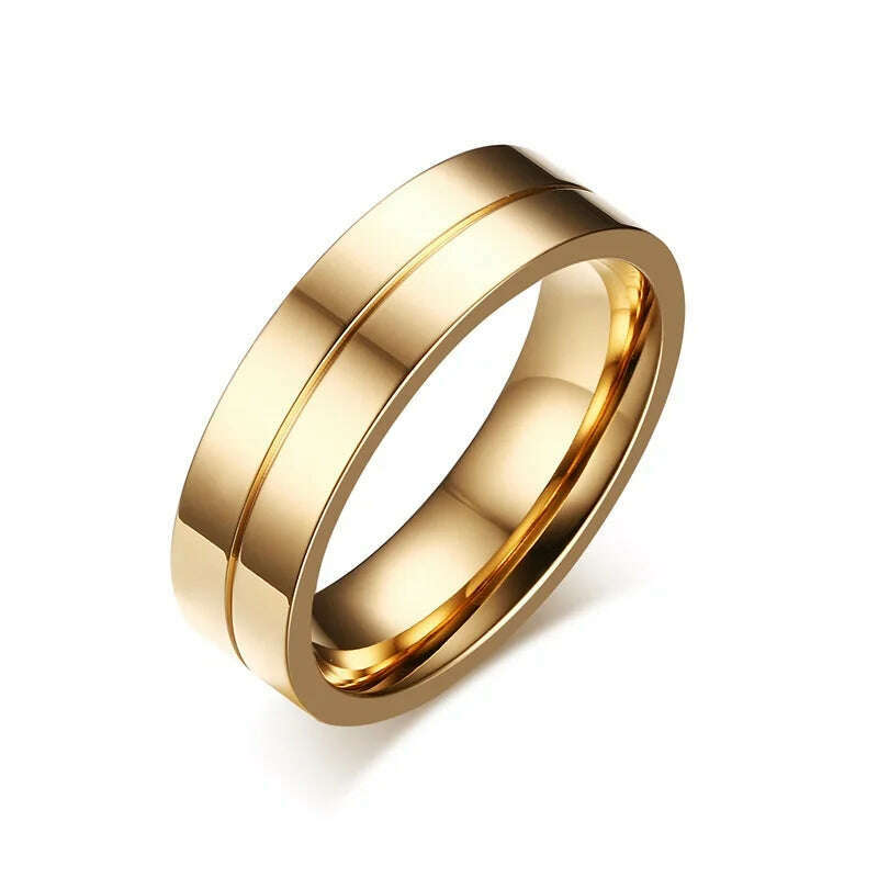 KIMLUD, Vnox Trendy Wedding Bands Rings for Women / Men Love Gift Gold-color Stainless Steel CZ Promise Couple Jewelry, 1 piece for men / 13, KIMLUD APPAREL - Womens Clothes