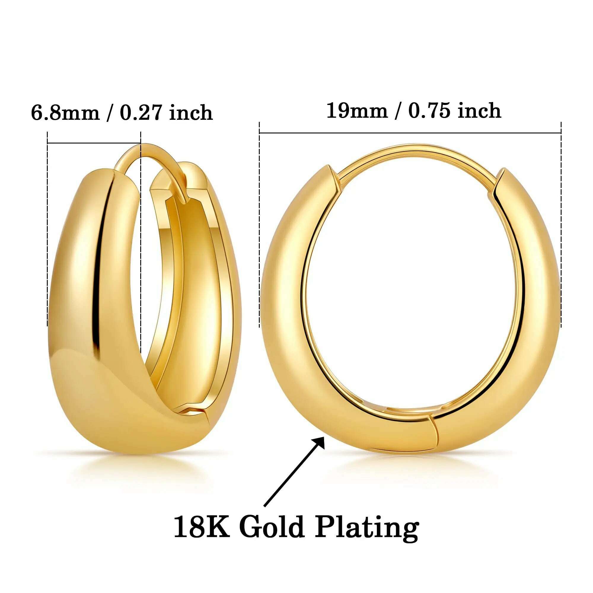 KIMLUD, Vonmoos New Simple Gold Hoop Earrings for Women 18K Real Gold Plated Lightweight Hollow Hypoallergenic Earrings Fashion Jewelry, KIMLUD Womens Clothes