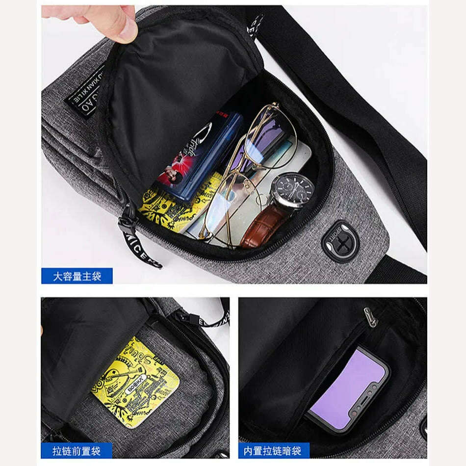 Waist Chest Bag Small Canvas Chest Pack for Men Women Crossbody Bags Hip Hop Streetwear Bag Fanny Pack Multifunction Mini Belt - KIMLUD