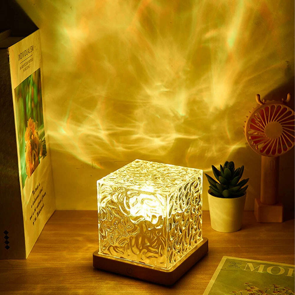 KIMLUD, Water Ripple Light With Remote Control, Flame Effect 16 Colors Rotating Water Ripple Crystal Light, 3W Square Dynamic Projector, Plug-in model, KIMLUD APPAREL - Womens Clothes