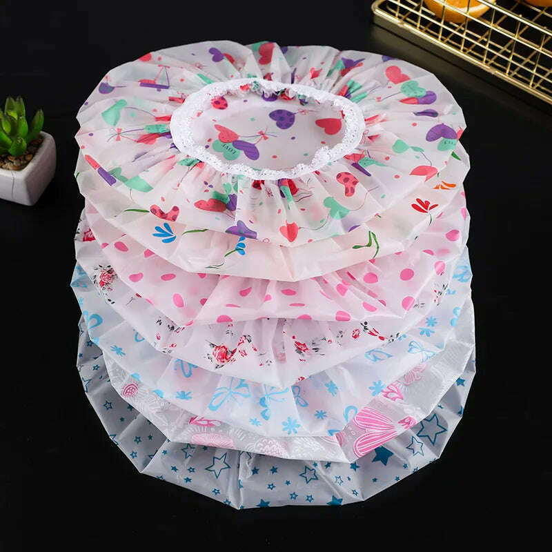 KIMLUD, Waterproof Bath Hat Thickened Waterproof and Oil Fume Cap Women Spa Hair Salon Supplies Shower Cap Bathroom Caps Accessories, KIMLUD Womens Clothes